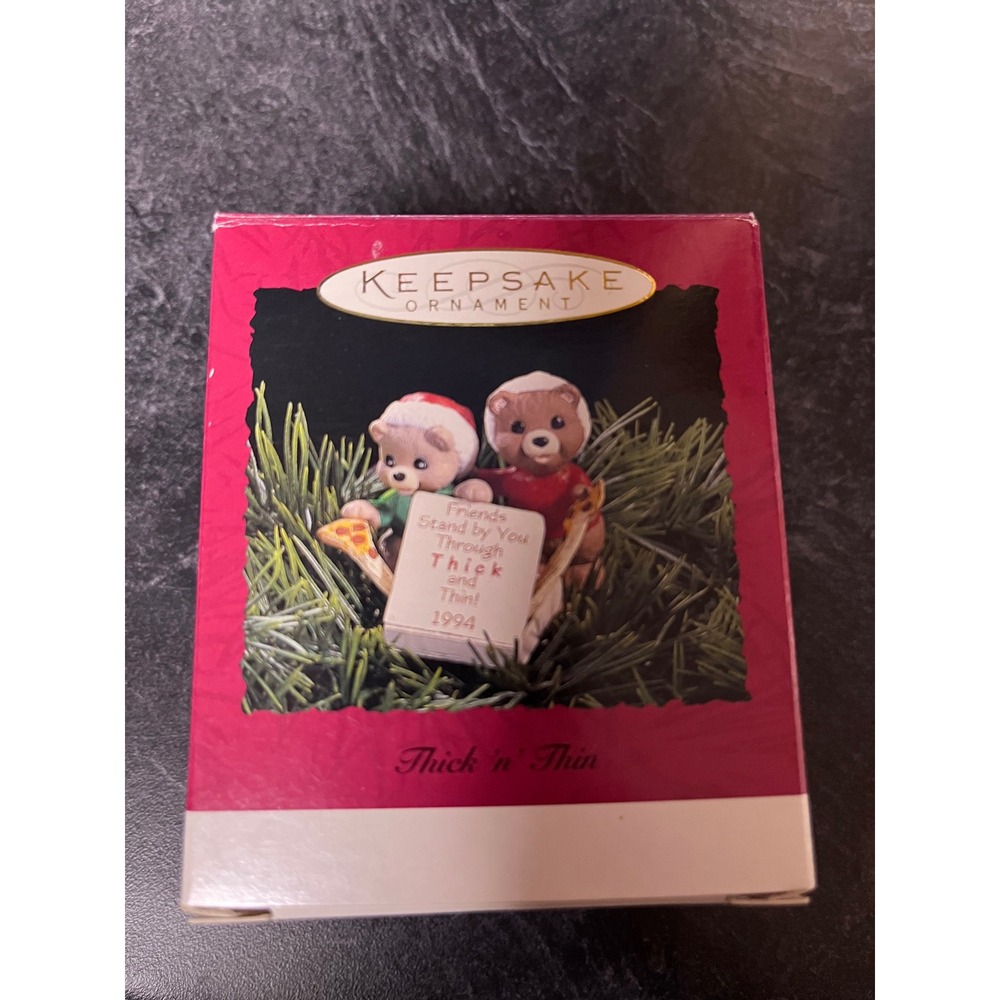 Vintage Hallmark 1994 Keepsake Ornament Thick n‎ Thin Friendship Bears Christmas